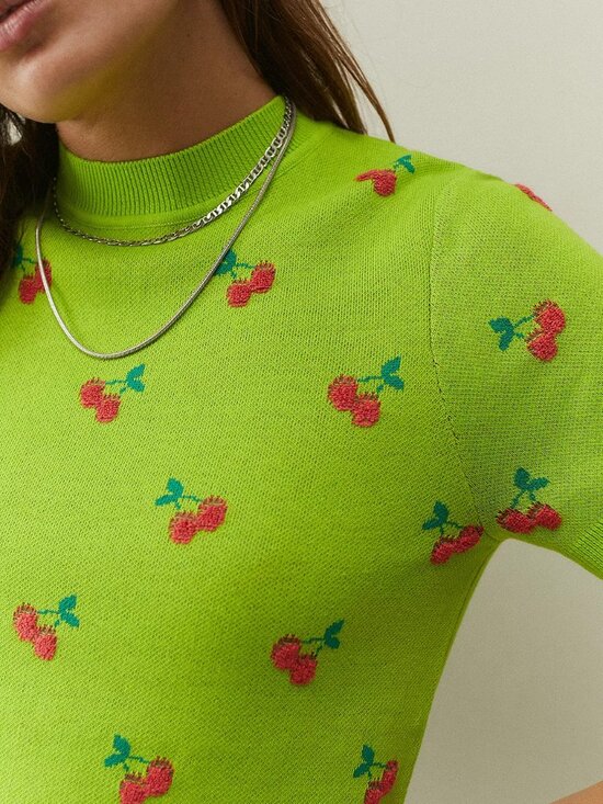 Lazy Oaf Tops - Lazy Oaf “Cherry Picked” Knitted T-Shirt – UK 6 🍒